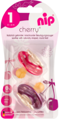 Nip Соска (успокаивающая) Cherry Girl rund Latex 0-6 Месяц ы violett/pink, 2 шт