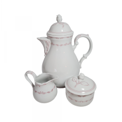 Набор для чая винтажный Bavaria, бело-красный декор, фарфор, Германия, 1960-70гг.