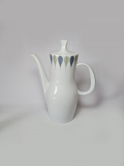 Thomas Чайный фарфоровый набор "Листья" в зелено-синих тонах: чайник, молочник, сахарница, Германия, 1960-70гг.