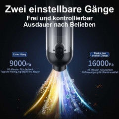 TUABUR TUABUR Akku-Handstaubsauger Handstaubsauger, 16.000 PA, leistungsstarker Auto-Staubsauger, Drei-in-Eins-Multifunktions-Ministaubsauger mit 8000 mAh, Geeignet fur Autos, Wohnungen und Buros Asche Беспроводной ручной пылесос TUABUR Ручной пылесос, 16